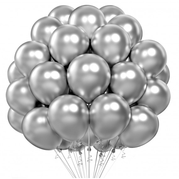 Sølv Metallic Ballonger, 20 stk