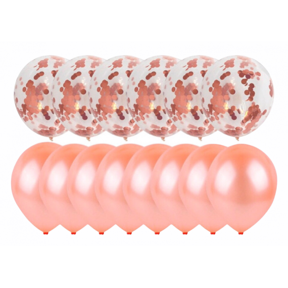 Rose Gold Ballonger, 18 stk