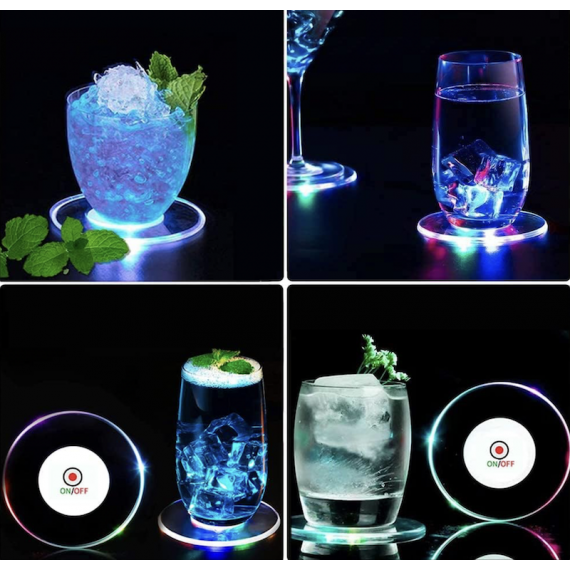 Store Coaster med LED lys, Runde